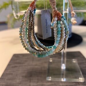 Nakamol Elegant Beaded Bracelet with Turquoise and Cream Accents